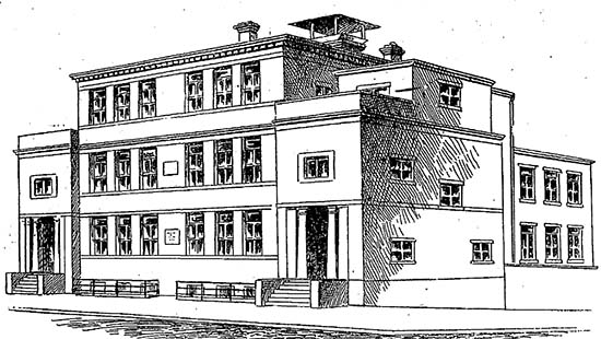 Drawing of a large building that Ernest Lyon proposed to build at the Laurel Institute